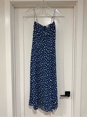 Reformation Blue and White Spotted Slip Dress